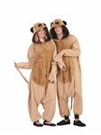 Micah the Meerkat Adult Unisex Funsie: Beige Hooded Union suit with gold furry chest & tail, one size fir most adult