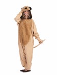 Micah the Meerkat Adult Unisex Funsie: Beige Hooded Union suit with gold furry chest & tail, one size fir most adult