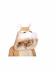 Vixie the Fox Adult Unisex Funsie: Kahki & beige hooded union suit with furry tail, one size fits most adult