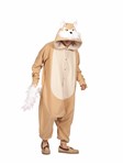 Vixie the Fox Adult Unisex Funsie: Kahki & beige hooded union suit with furry tail, one size fits most adult