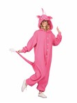 Diva the Pink Unicorn Adult Unisex Funise: Pink unicorn hooded union suit with tail, one size for most adult