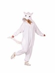 Una the Unicorn Adult Unisex Funsie: Whiye unicorn hooded union suit with tail, one size for most adult