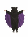 Bugsy the Bat Toddler Funsie: B;ack hooded union suit with purple wings, size 3T-4T