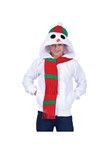Snata Helper Adult Unisex Hoodie: White hooded jacket with buit-in red & green scarf , zip closure
